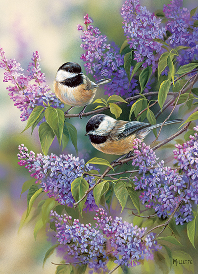 CHICKADEES AND LILACS 1000 PC JIGSAW PUZZLE