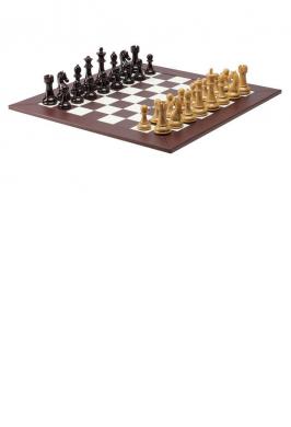 CHESS SET BROWN & BURGANDY 4.3"
