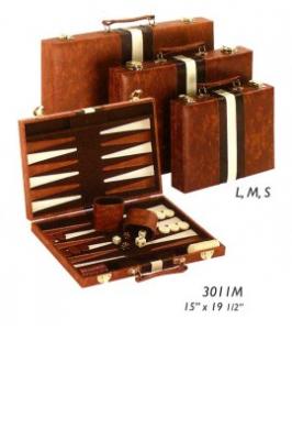 BACKGAMMON 11" BROWN/WHITE SMALL