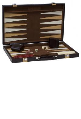 BACKGAMMON 15" BROWN-TAN SET