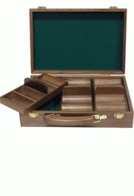 WALNUT POKER CASE 300 NO CHIPS