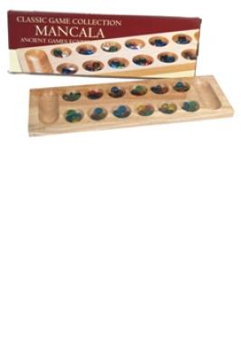 MANCALA WOOD WITH COLOURED GLASS