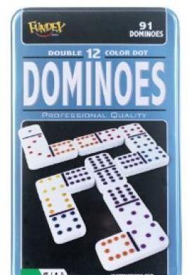 DOMINOES DOUBLE 12 TIN COLOUR DOT