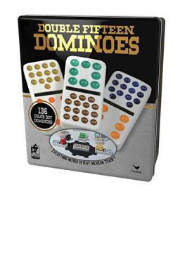 DOMINO DOUBLE 15 COLOUR DOT TIN