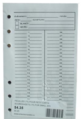 SCORESHEETS (75) FOR SMALL BIN