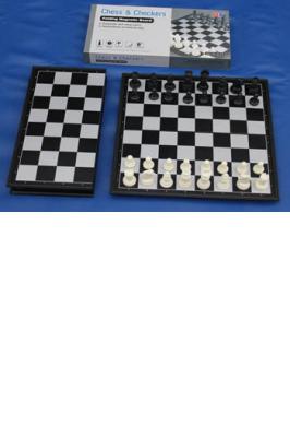 MAGNETIC FOLDING CHESS SET 12" BLACK & WHITE