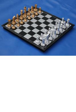 CHESS SET MAG. FOLDING 14" GOLD-SILVER